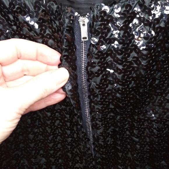 Vintage 1955-1963 Black Sequin & Chiffon Strappy Cocktail Dress - Picture 12 of 16